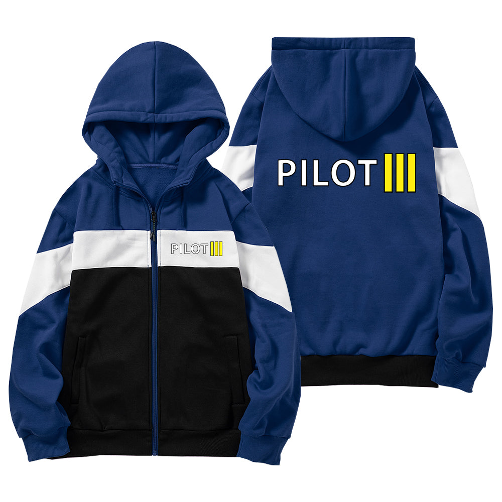 Pilot & Stripes (3 Lines) Designed Colourful Zipped Hoodies