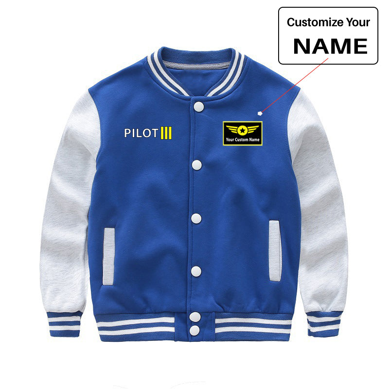 Pilot & Stripes (3 Lines) Designed "CHILDREN" Baseball Jackets