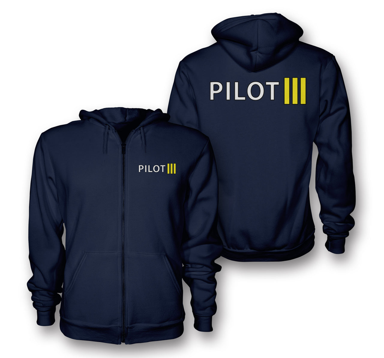 Pilot & Stripes (3 Lines) Designed Zipped Hoodies