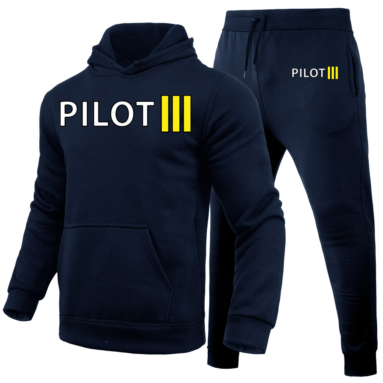 Pilot & Stripes (3 Lines) Designed Hoodies & Sweatpants Set