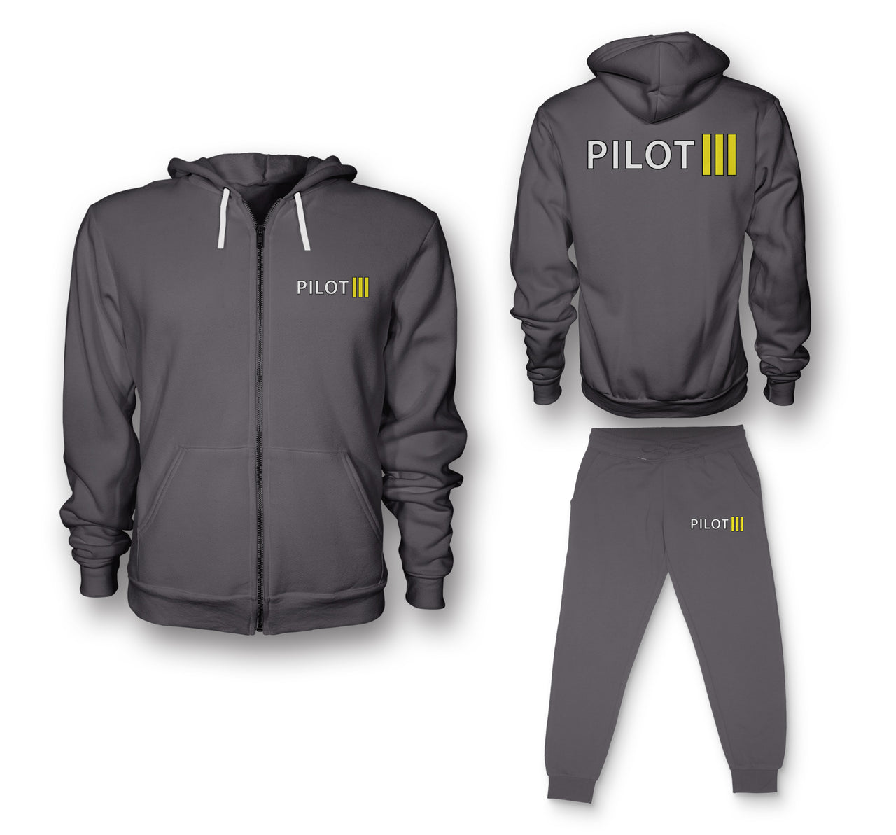 Pilot & Stripes (3 Lines) Designed Zipped Hoodies & Sweatpants Set