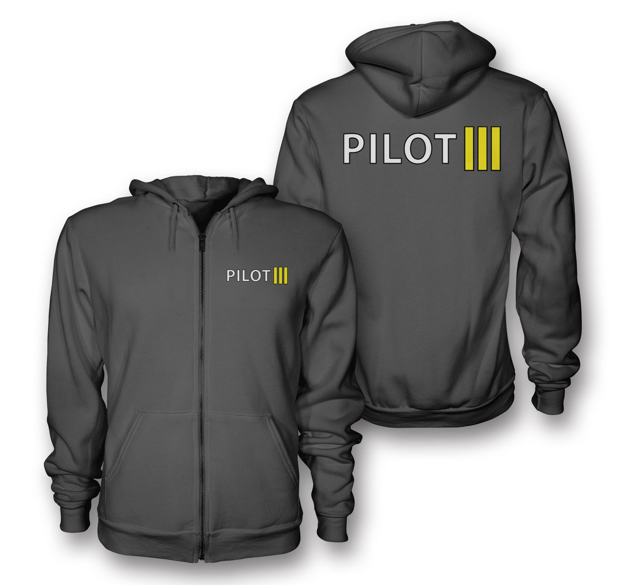 Pilot & Stripes (3 Lines) Designed Zipped Hoodies