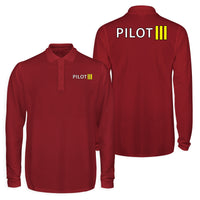 Thumbnail for Pilot & Stripes (3 Lines) Designed Long Sleeve Polo T-Shirts (Double-Side)