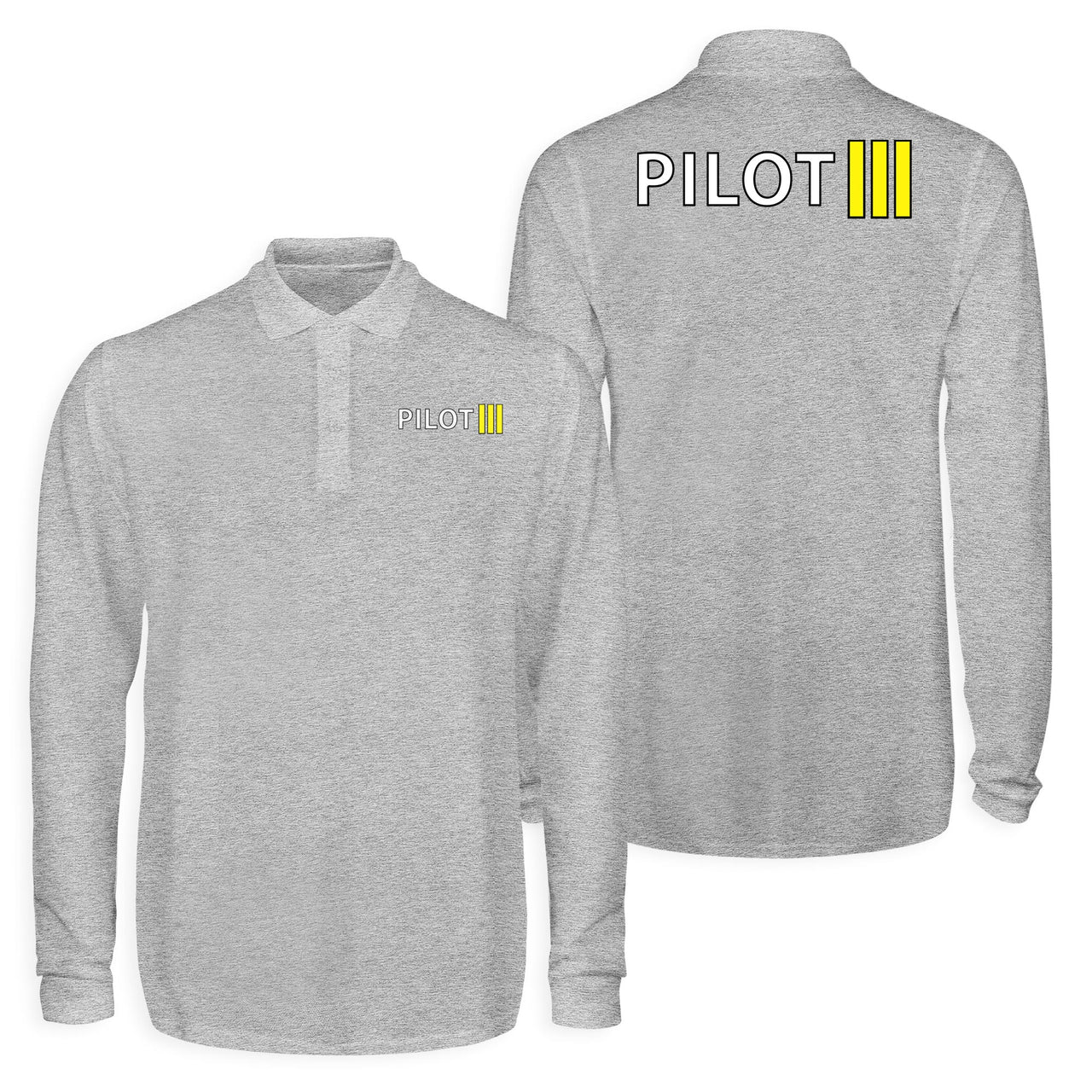 Pilot & Stripes (3 Lines) Designed Long Sleeve Polo T-Shirts (Double-Side)
