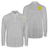 Thumbnail for Pilot & Stripes (3 Lines) Designed Long Sleeve Polo T-Shirts (Double-Side)