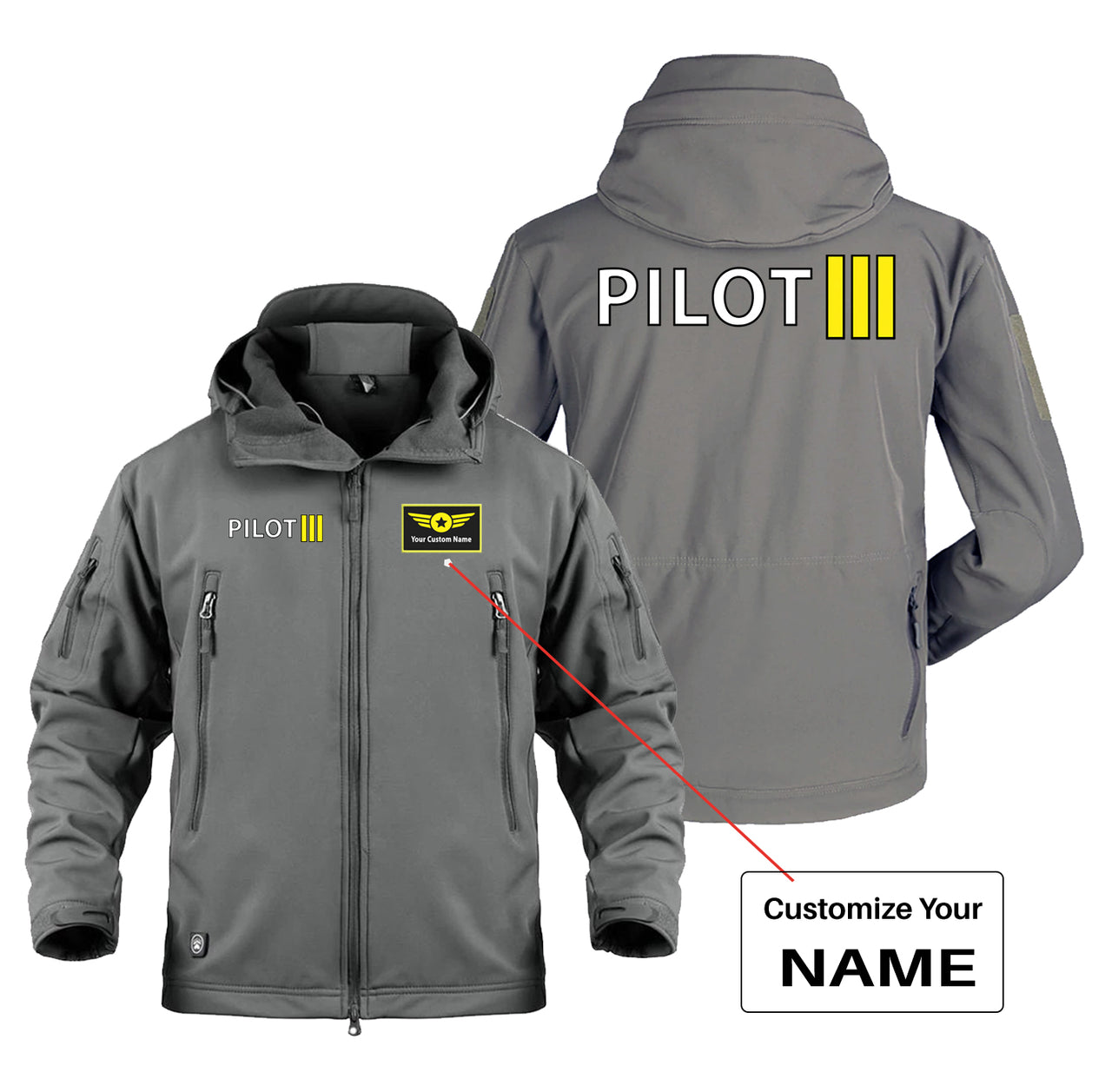 Pilot & Stripes (3 Lines) Designed Military Jackets (Customizable)