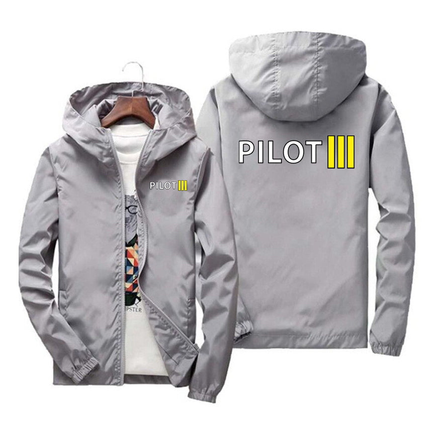 Pilot & Stripes (3 Lines) Designed Windbreaker Jackets