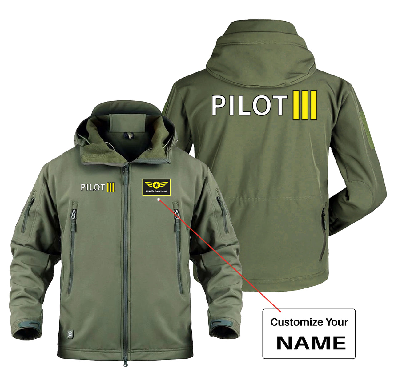 Pilot & Stripes (3 Lines) Designed Military Jackets (Customizable)