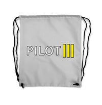 Thumbnail for Pilot & Stripes (3 Lines) Designed Drawstring Bags