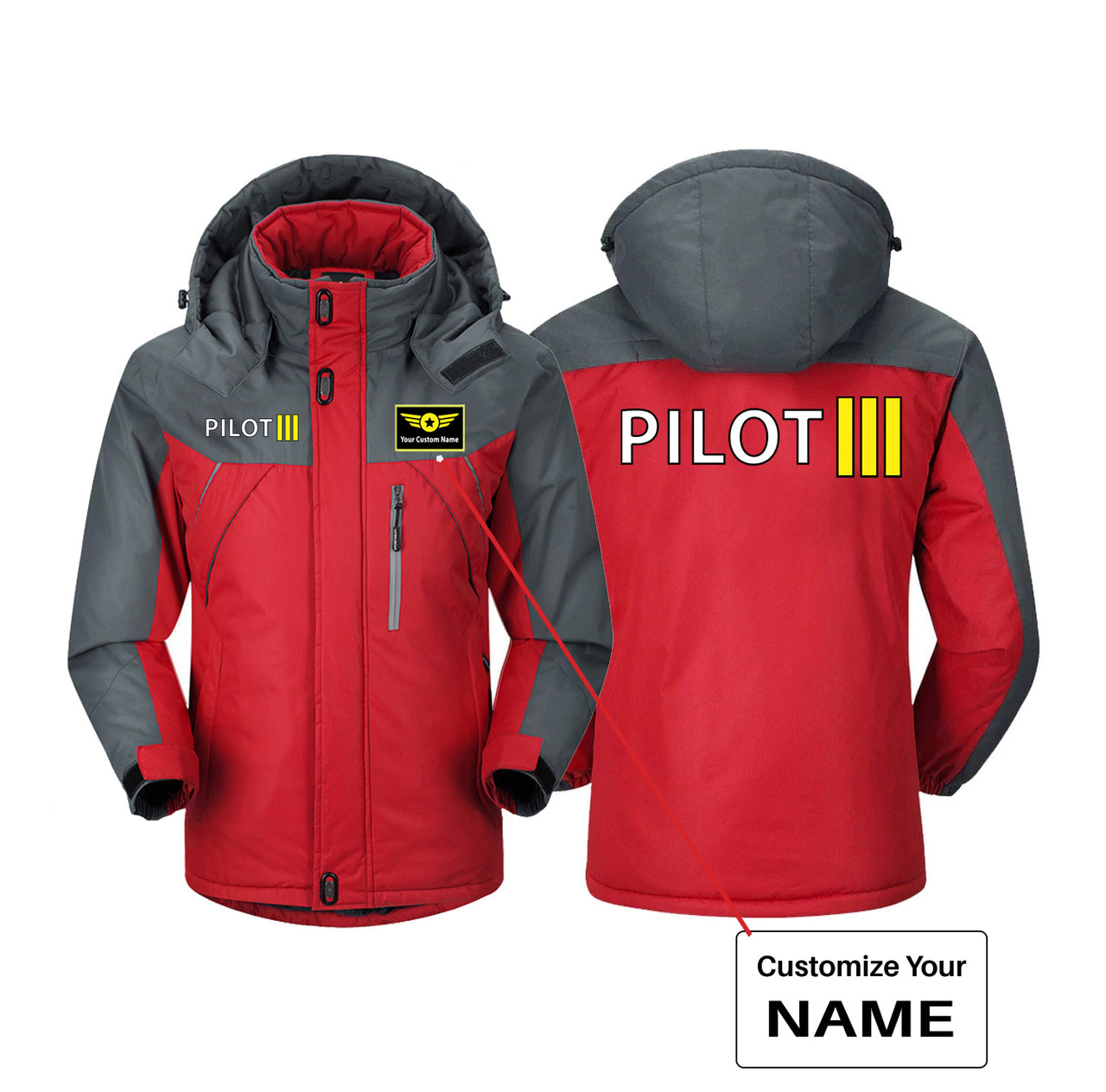 Pilot & Stripes (3 Lines) Designed Thick Winter Jackets