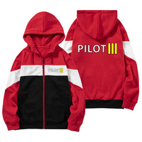 Thumbnail for Pilot & Stripes (3 Lines) Designed Colourful Zipped Hoodies