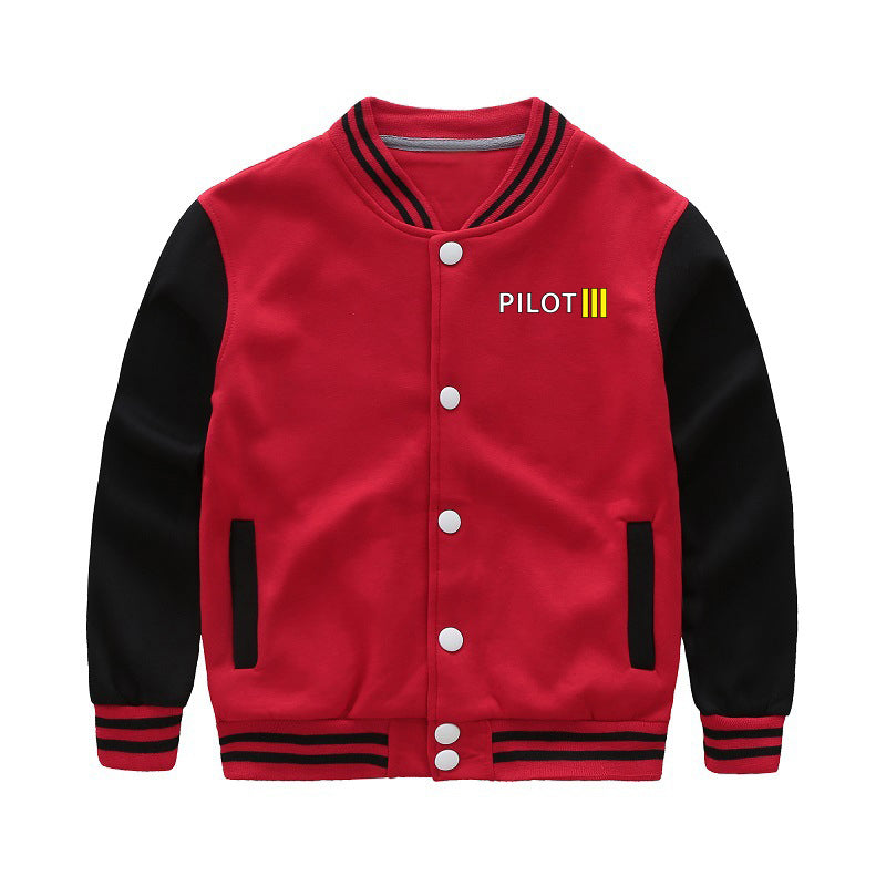 Pilot & Stripes (3 Lines) Designed "CHILDREN" Baseball Jackets