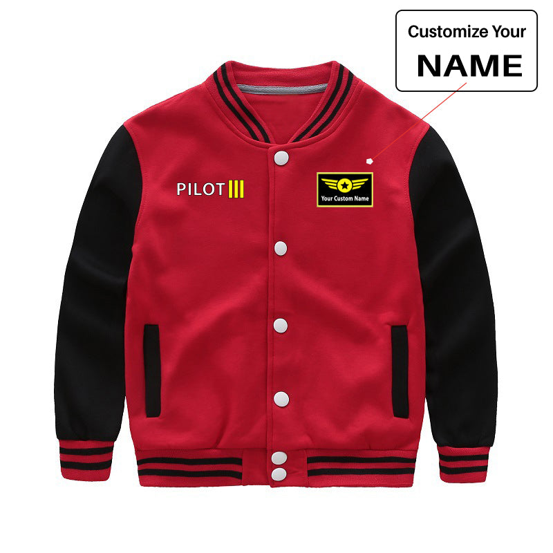 Pilot & Stripes (3 Lines) Designed "CHILDREN" Baseball Jackets