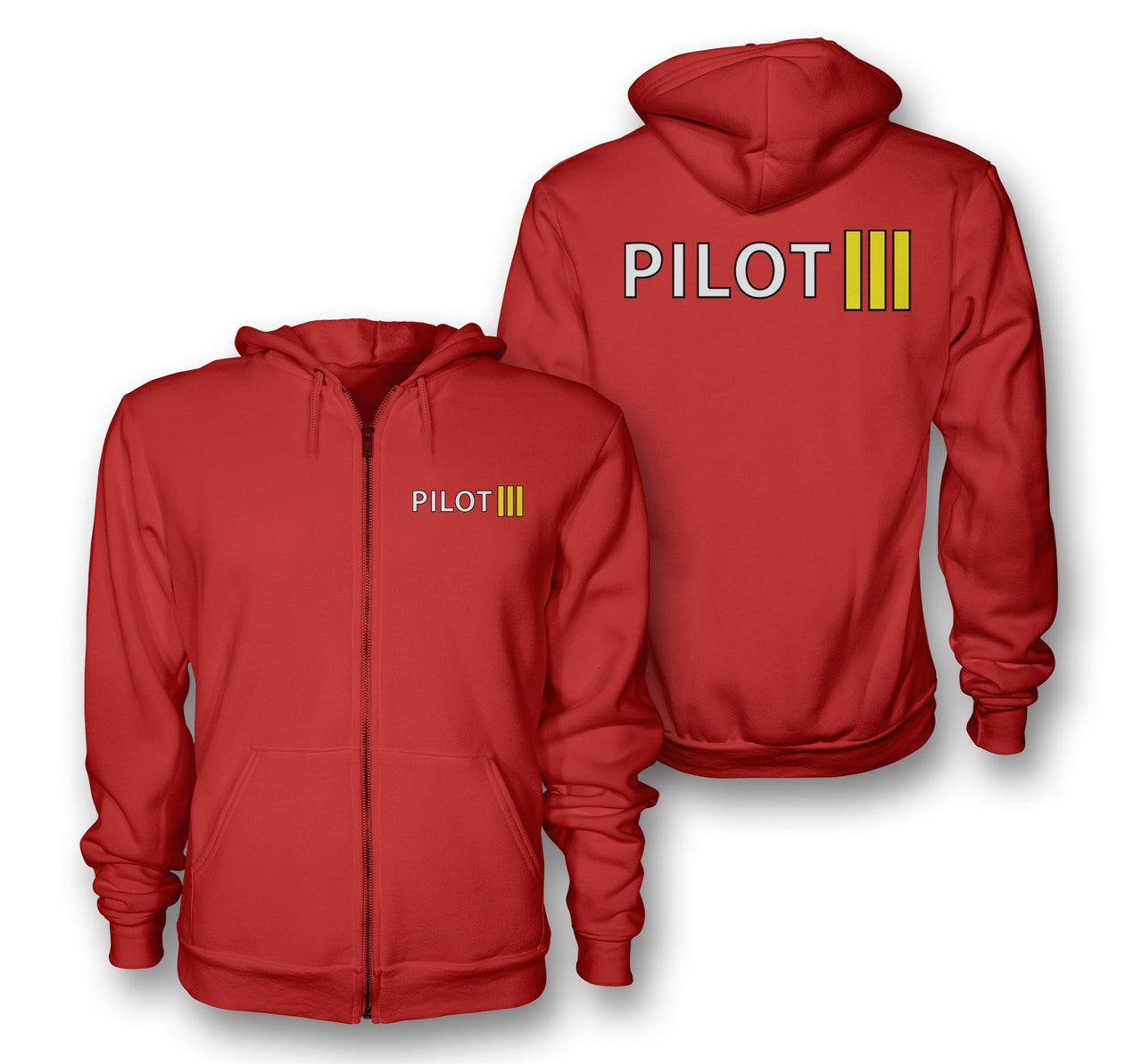 Pilot & Stripes (3 Lines) Designed Zipped Hoodies