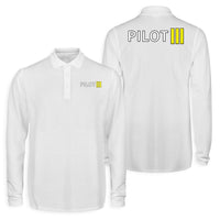 Thumbnail for Pilot & Stripes (3 Lines) Designed Long Sleeve Polo T-Shirts (Double-Side)
