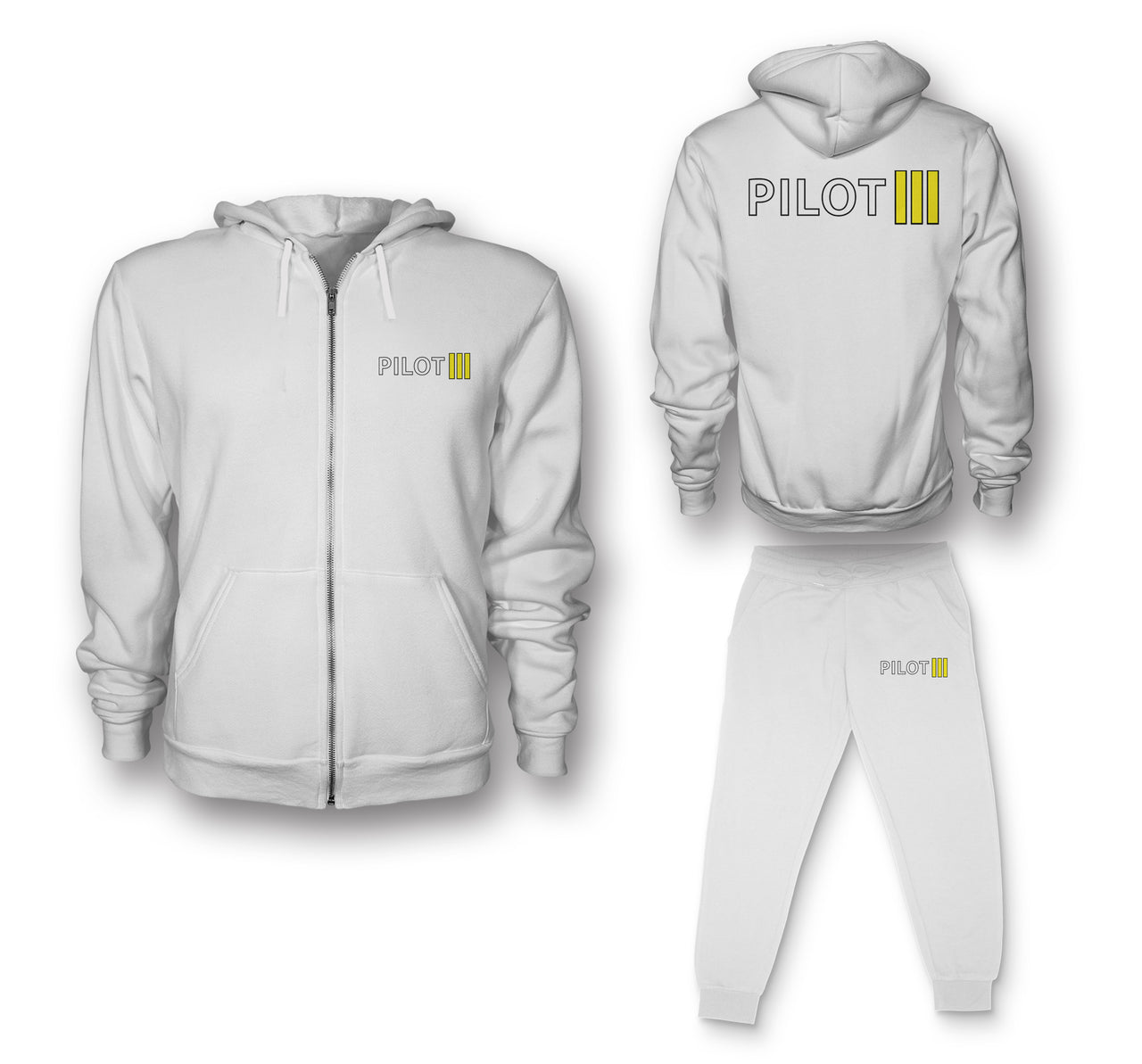 Pilot & Stripes (3 Lines) Designed Zipped Hoodies & Sweatpants Set