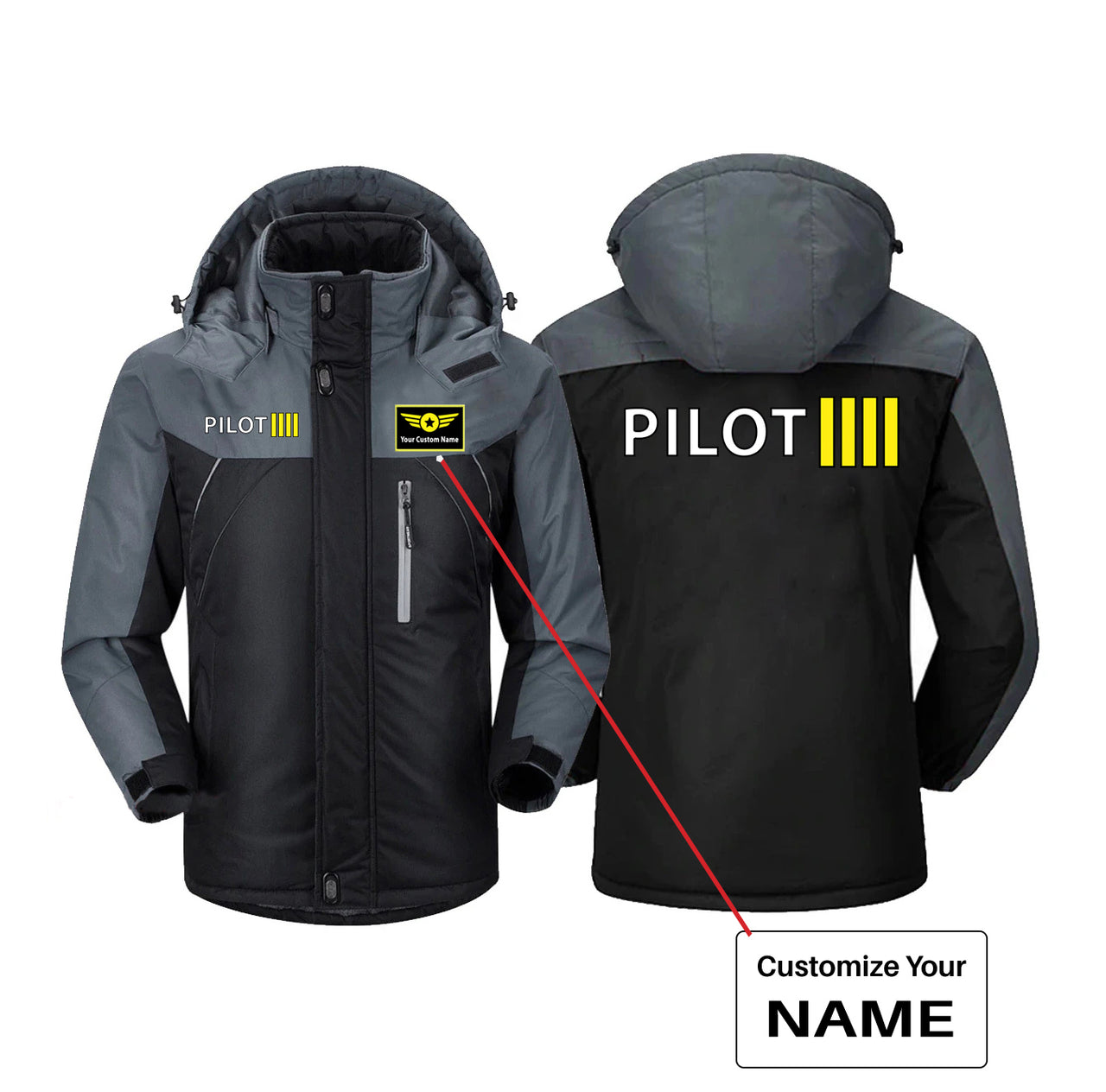 Pilot & Stripes (4 Lines) Designed Thick Winter Jackets