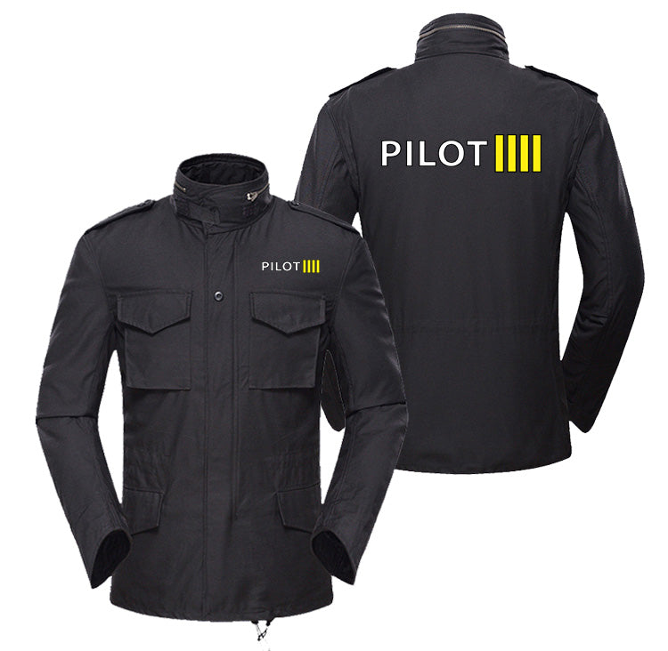 Pilot & Stripes (4 Lines) Designed Military Coats