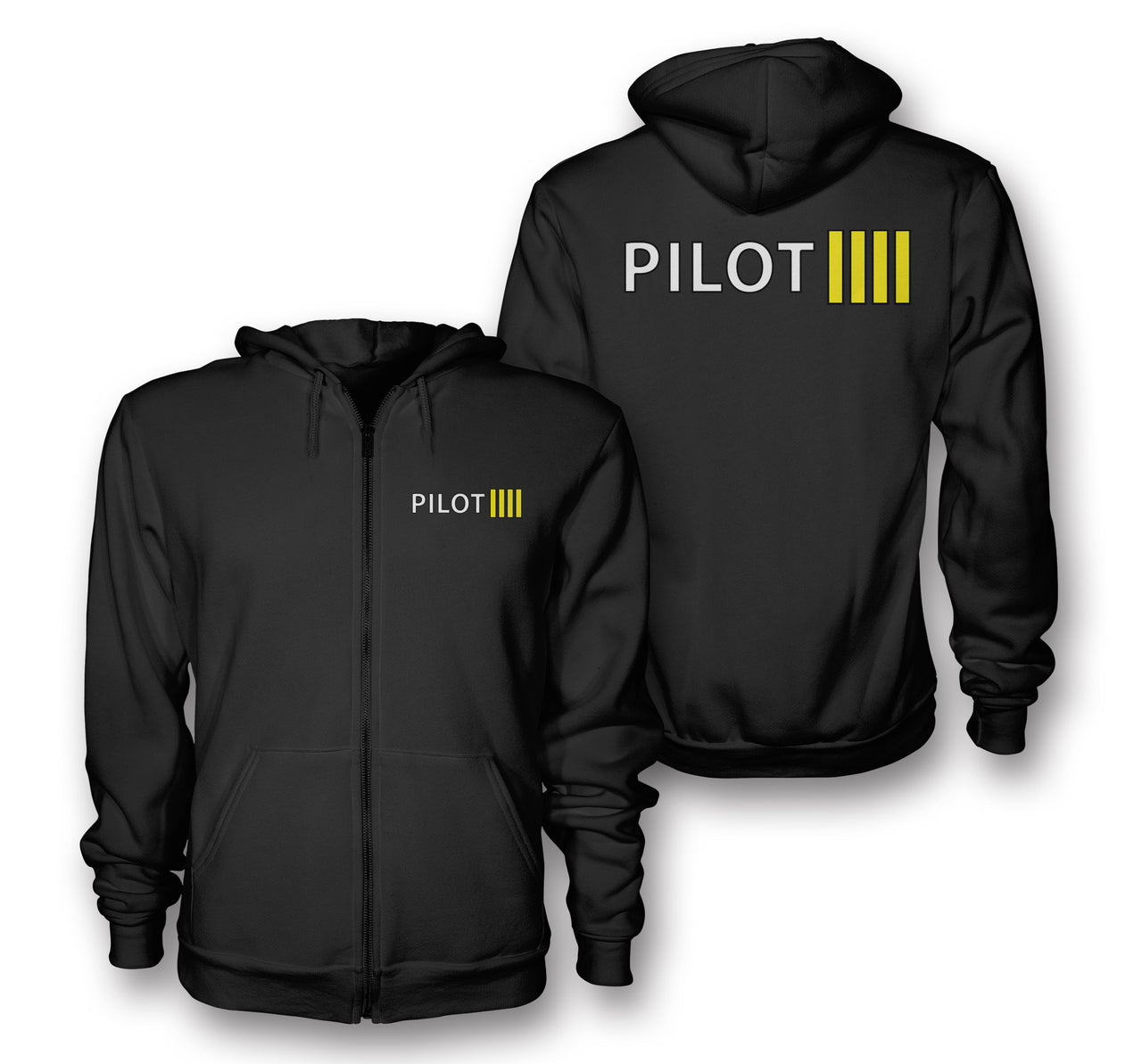 Pilot & Stripes (4 Lines) Designed Zipped Hoodies