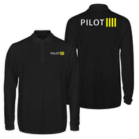 Thumbnail for Pilot & Stripes (4 Lines) Designed Long Sleeve Polo T-Shirts (Double-Side)