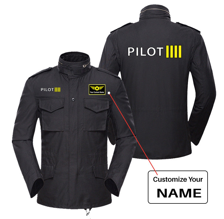 Pilot & Stripes (4 Lines) Designed Military Coats