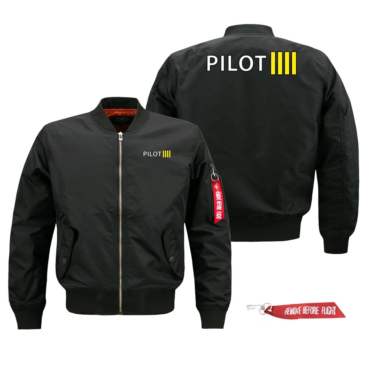 Pilot & Stripes (4 Lines) Designed Pilot Jackets (Customizable)