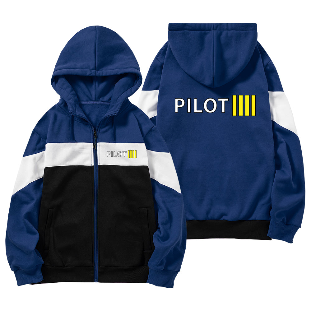 Pilot & Stripes (4 Lines) Designed Colourful Zipped Hoodies