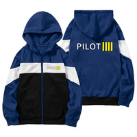 Thumbnail for Pilot & Stripes (4 Lines) Designed Colourful Zipped Hoodies