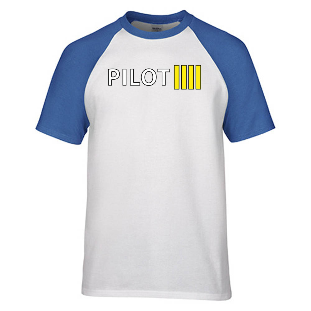 Pilot & Stripes (4 Lines) Designed Raglan T-Shirts