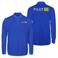 Thumbnail for Pilot & Stripes (4 Lines) Designed Long Sleeve Polo T-Shirts (Double-Side)