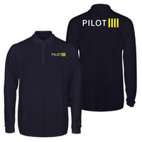 Thumbnail for Pilot & Stripes (4 Lines) Designed Long Sleeve Polo T-Shirts (Double-Side)