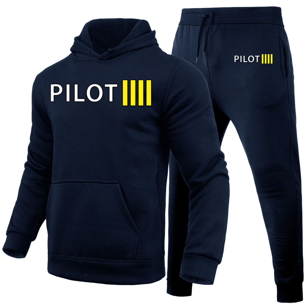 Pilot & Stripes (4 Lines) Designed Hoodies & Sweatpants Set