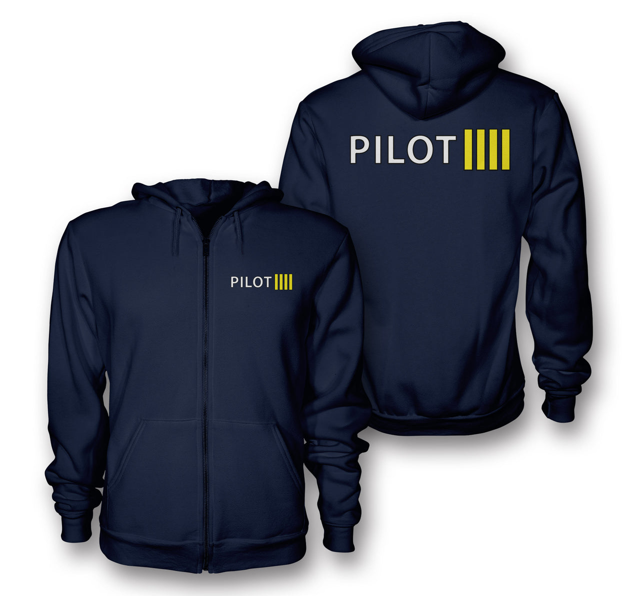 Pilot & Stripes (4 Lines) Designed Zipped Hoodies