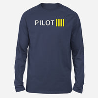 Thumbnail for Pilot & Stripes (4 Lines) Designed Long-Sleeve T-Shirts