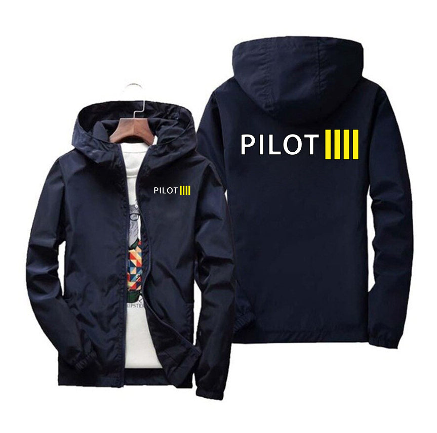 Pilot & Stripes (4 Lines) Designed Windbreaker Jackets