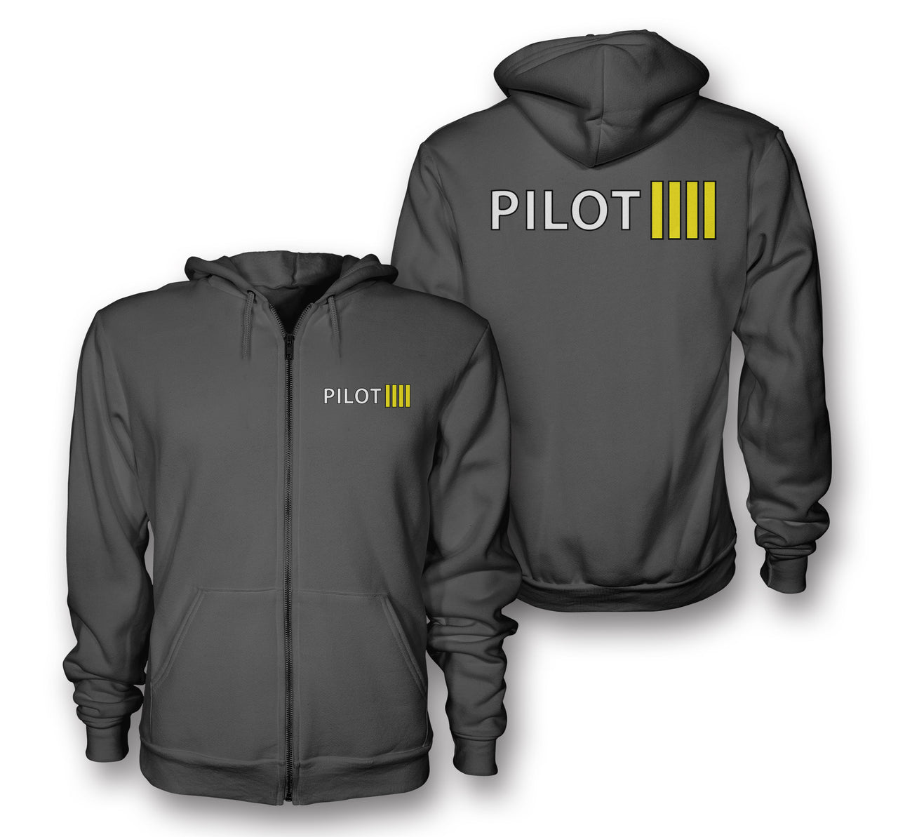 Pilot & Stripes (4 Lines) Designed Zipped Hoodies