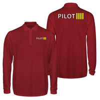 Thumbnail for Pilot & Stripes (4 Lines) Designed Long Sleeve Polo T-Shirts (Double-Side)