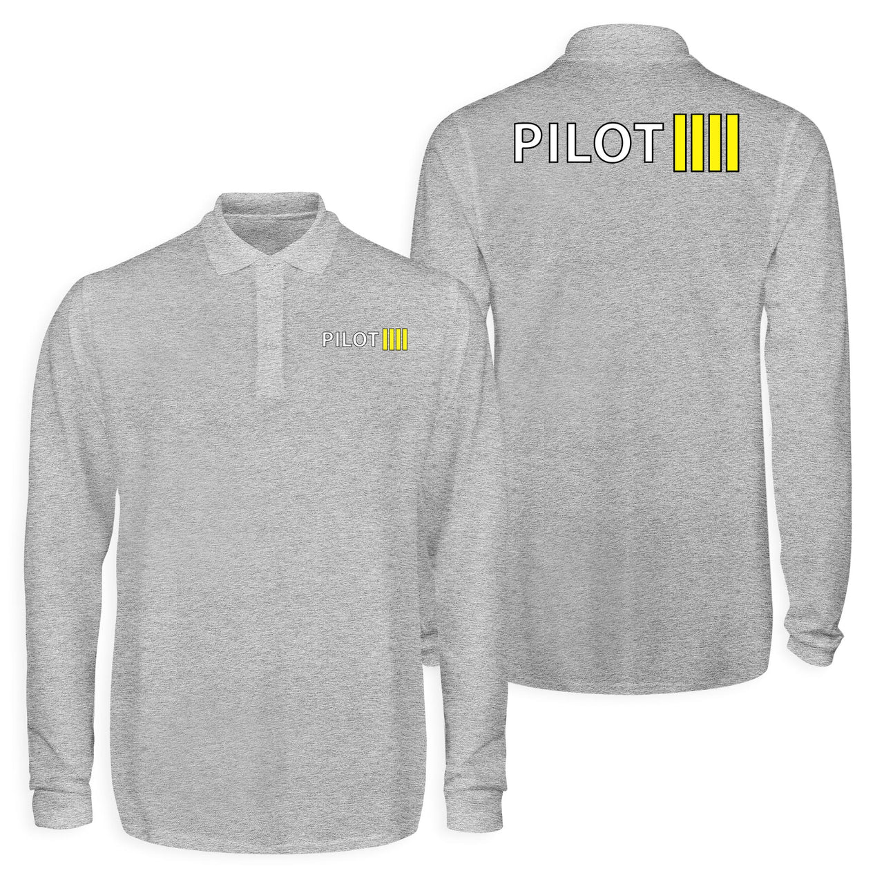 Pilot & Stripes (4 Lines) Designed Long Sleeve Polo T-Shirts (Double-Side)