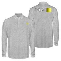 Thumbnail for Pilot & Stripes (4 Lines) Designed Long Sleeve Polo T-Shirts (Double-Side)