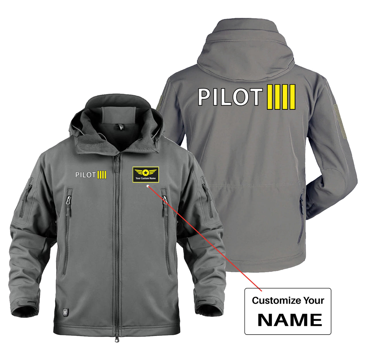 Pilot & Stripes (4 Lines) Designed Military Jackets (Customizable)