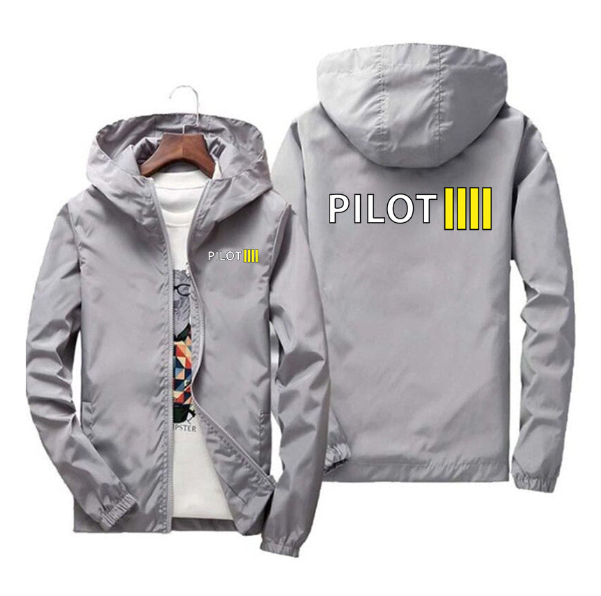 Pilot & Stripes (4 Lines) Designed Windbreaker Jackets