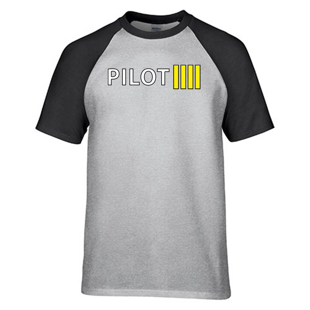 Pilot & Stripes (4 Lines) Designed Raglan T-Shirts