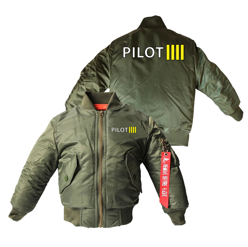 Pilot & Stripes (4 Lines) Designed Children Bomber Jackets