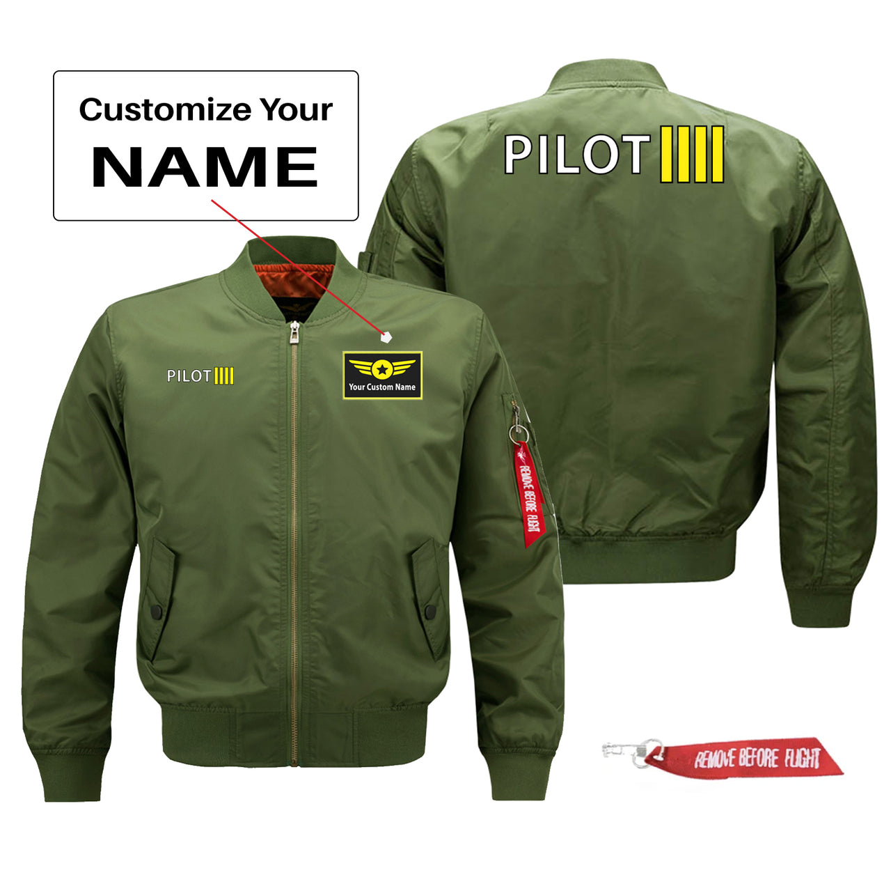 Pilot & Stripes (4 Lines) Designed Pilot Jackets (Customizable)