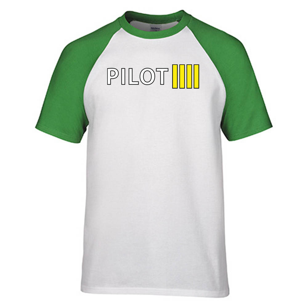 Pilot & Stripes (4 Lines) Designed Raglan T-Shirts