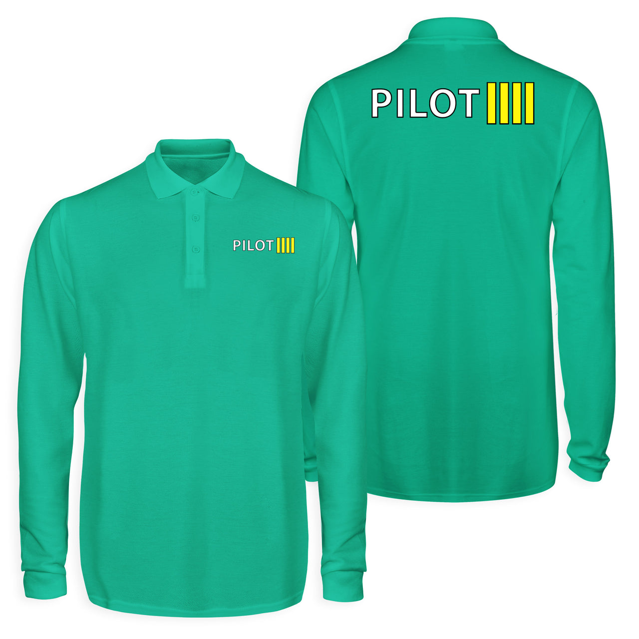 Pilot & Stripes (4 Lines) Designed Long Sleeve Polo T-Shirts (Double-Side)