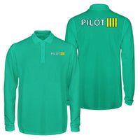 Thumbnail for Pilot & Stripes (4 Lines) Designed Long Sleeve Polo T-Shirts (Double-Side)