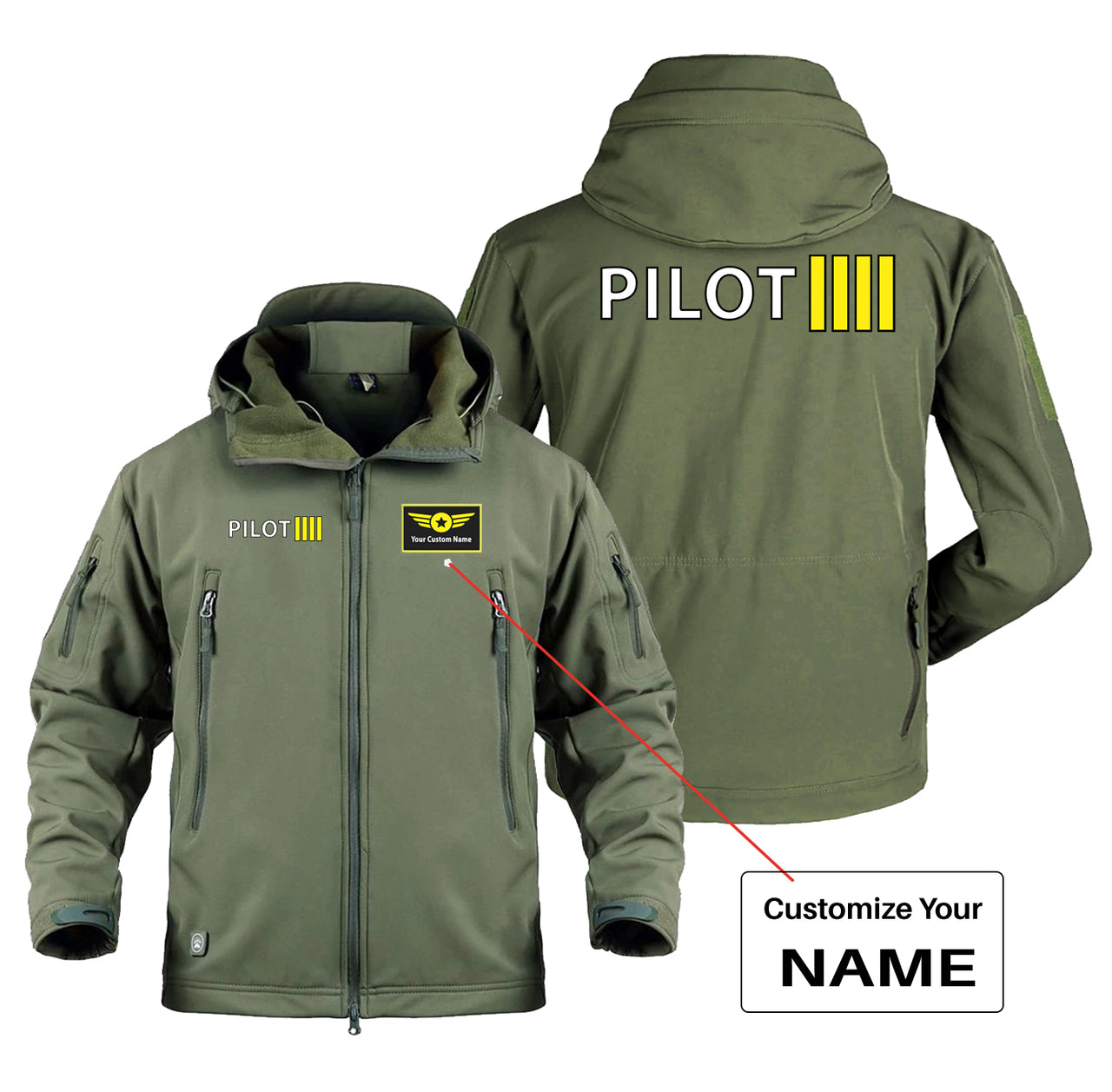Pilot & Stripes (4 Lines) Designed Military Jackets (Customizable)