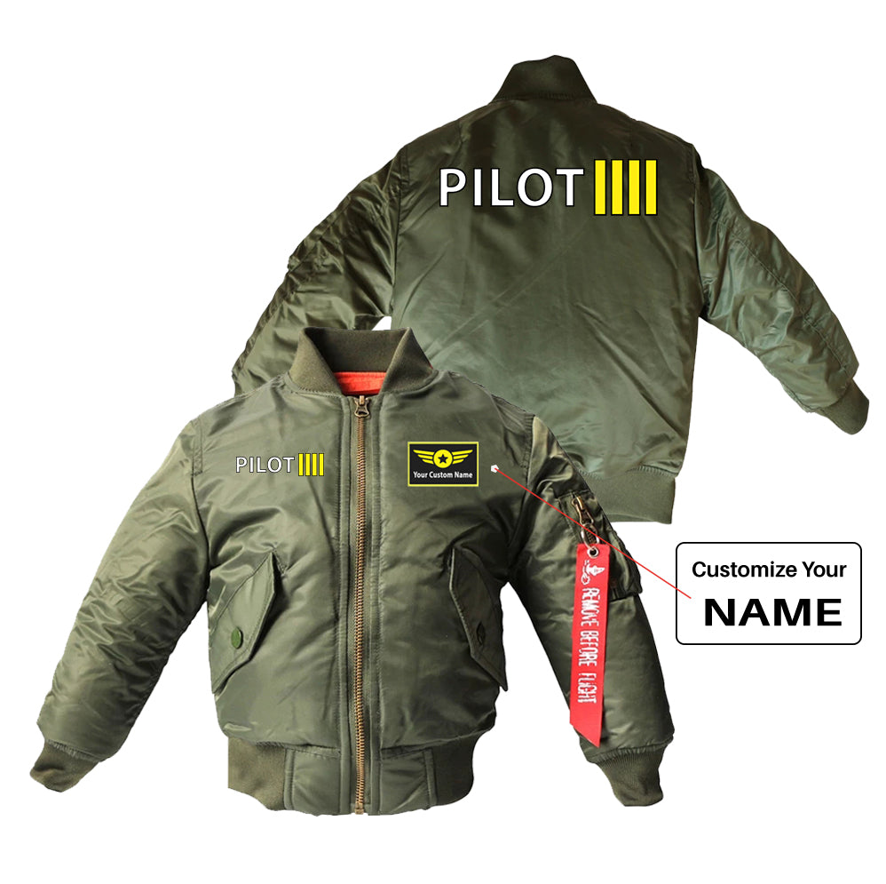 Pilot & Stripes (4 Lines) Designed Children Bomber Jackets