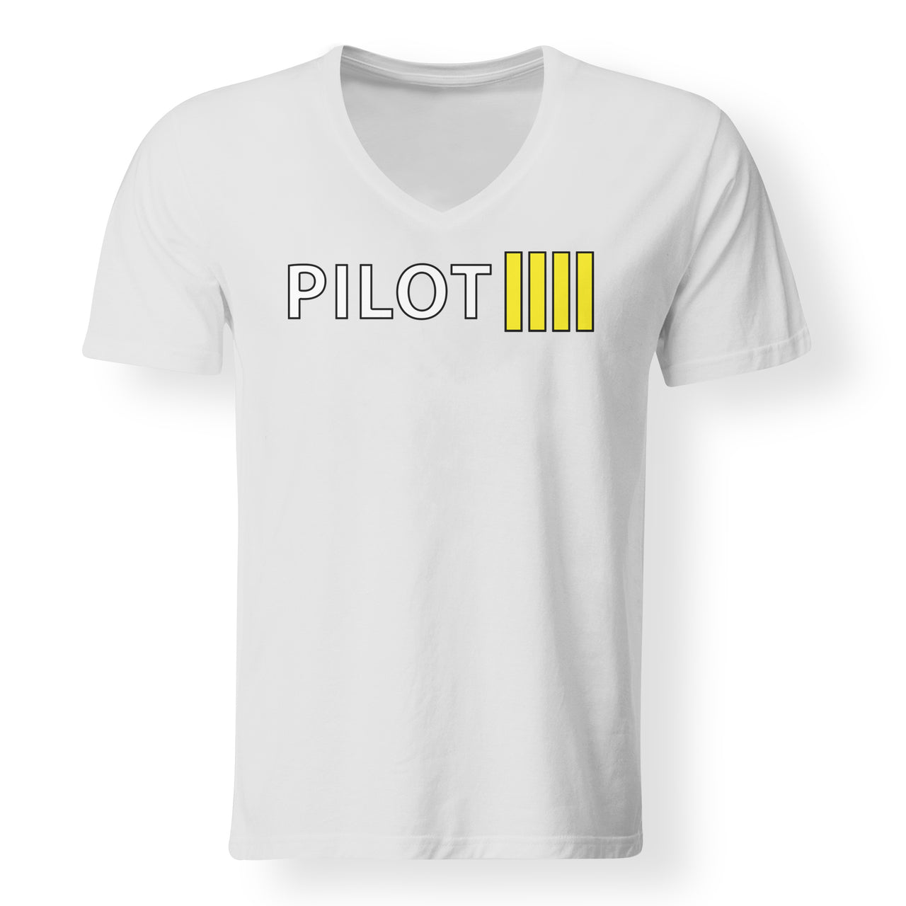 Pilot & Stripes (4 Lines) Designed V-Neck T-Shirts